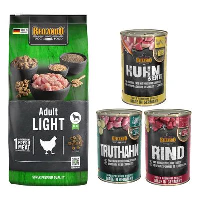 Lot mixte Belcando 15 kg / 12,5 kg + 6 x 400 g pour chien - Adult Light (12,5 kg) Lot mixte Belcando 15 kg / 12,5 kg + 6 x 400 g pour chien - Adult Light (12,5 kg)