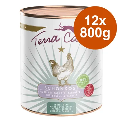 Terra Canis Schonkost, Huhn mit Karotte, Kartoffel, Hüttenkäse & Kamille, 12x800g. 100% Lebensmittelqualität. Terra Canis Schonkost, Huhn mit Karotte, Kartoffel, Hüttenkäse & Kamille, 12x800g. 100% Lebensmittelqualität.