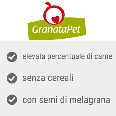 GranataPet, elevata percentuale di carne, senza cereali, con semi di melagrana
