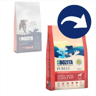Bozita Purely Grain Free Nordic Water Salmon & Beef, 2,5 kg, para perros adultos grandes. Con calidad sueca e ingredientes naturales. Bozita Purely Grain Free Nordic Water Salmon & Beef, 2,5 kg, para perros adultos grandes. Con calidad sueca e ingredientes naturales.