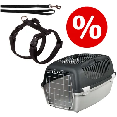 Transportsæt: Transportkasse + Trixie kattesele  - Catit Carbrio transportkasse