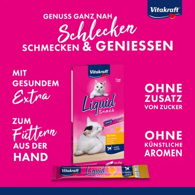Vitakraft Cat Liquid-Snack mit Hähnchen + Taurin -Sparpaket 24 x 15 g
