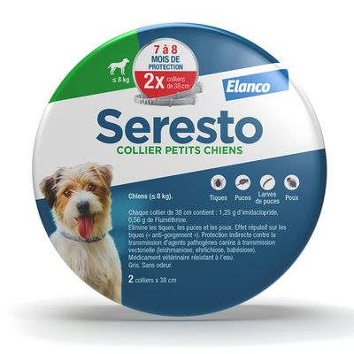 Collier antiparasitaire Seresto® pour chien 2 colliers petit chien < 8 kg, 38 cm