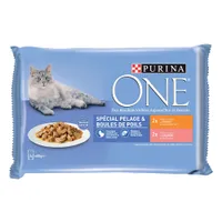 Pachet economic Purina ONE 24 x 85 g - Coat & Hairball Pui și somon