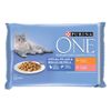 Purina One 12 x 85 g Voordeelpakket Kattenvoer Coat & Hairball Kip en Zalm
