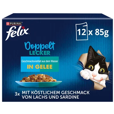 Felix Fantastic DUO kapsičky 12 x 85 g - treska a losos, losos a sardinky, sleď a pstruh, pstruh a makrela Felix Fantastic DUO kapsičky 12 x 85 g - treska a losos, losos a sardinky, sleď a pstruh, pstruh a makrela