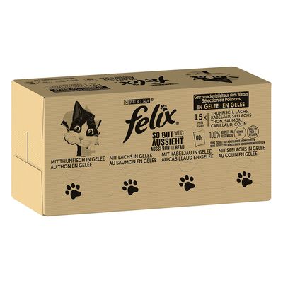Voordeelpakket Felix Elke Dag Feest 120 x 85 g Kattenvoer Tonijn, Zalm, Kabeljauw en Koolvis (120 x 85 g)