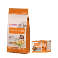 Croquettes Nature's Variety Adult 7 kg + Bouchées en sauce 12 x 85 g offerts ! - No Grain Kitten poulet élevé en plein air