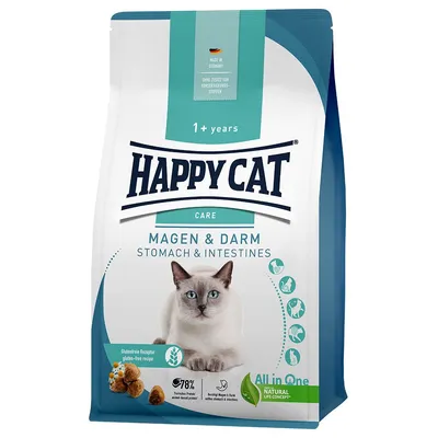 Happy Cat Care Stomaco & Intestino, ricetta senza glutine, Made in Germany, senza conservanti, All in One Natural Life Concept, adatto a gatti da 1 anno.