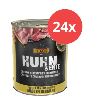 Belcando Huhn & Ente mit Hirse und Karotten, Super Premium Quality, Made in Germany, 24x Dosen.