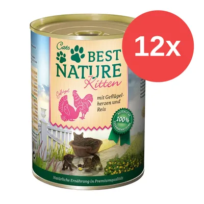 Cats Best Nature Kitten, z sercami drobiowymi i ryżem, naturalny skład, 12x puszek. Naturalne żywienie premium.