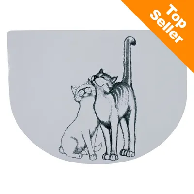 Oranžový nápis Top Seller v rohu, ilustrácia dvoch mačiek na podložke. Text 'Top Seller' je v angličtine.