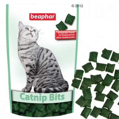 beaphar Catnip Bits. Knuspriger Snack mit Katzenminze ohne Zuckerzusatz.