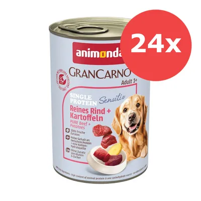 Økonomipakke: 24 x 400 g animonda GranCarno Adult Sensitive - Ren kalkun & kartofler