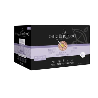 catz finefood Pure Selection Multipack 12 x 85 g, Natural Prey Concept, spannmålsfritt, utvecklat tillsammans med veterinärer, utan tillsatt socker, monoprotein, tillverkat i Tyskland. catz finefood Pure Selection Multipack 12 x 85 g, Natural Prey Concept, spannmålsfritt, utvecklat tillsammans med veterinärer, utan tillsatt socker, monoprotein, tillverkat i Tyskland.