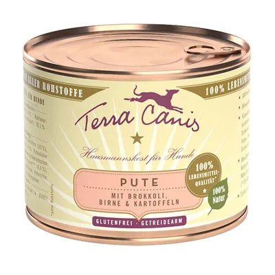 Terra Canis 6 x 200g - dog wet food - Turkey with Broccoli, Pear & Potato