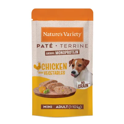 Nature's Variety Paté Terrine Animal Monoprotein Chicken with Vegetables, No Grain, Mini Adult (1-10 kg) Nature's Variety Paté Terrine Animal Monoprotein Chicken with Vegetables, No Grain, Mini Adult (1-10 kg)
