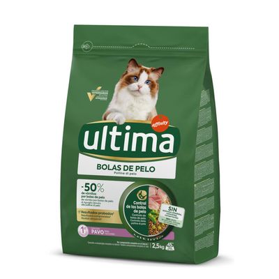 Ultima krmivo pro kočky Bolas de Pelo, 1,5 kg, s krůtou a zeleninou, bez umělých přísad a konzervantů.