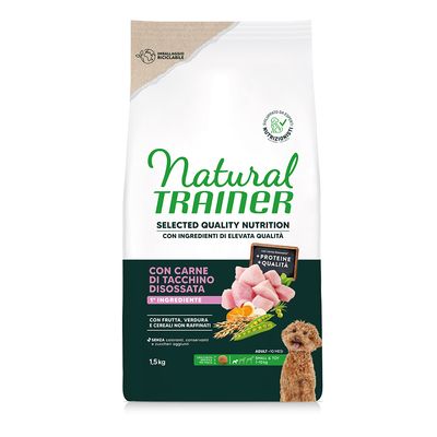 Natural Trainer Hundefutter, mit entbeintem Truthahnfleisch als Hauptzutat, ohne Zuckerzusatz, für kleine Hunde bis 10 kg, 1,5 kg Packung.
