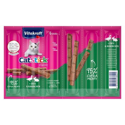 Vitakraft CatStick classic with salmon, 6 sticks, 95% meat and fish, sugar-free, grain-free, MSC certified.