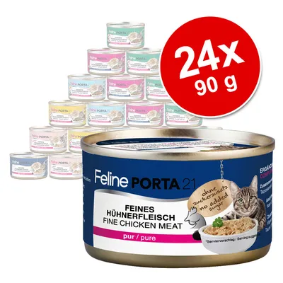 Feline Porta 21 Feines Hühnerfleisch pur, paket 24x90 g. Na konzervi piše: ohne zuckerzusatz, no added sugar, Fine Chicken Meat. Feline Porta 21 Feines Hühnerfleisch pur, paket 24x90 g. Na konzervi piše: ohne zuckerzusatz, no added sugar, Fine Chicken Meat.