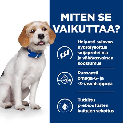 Hill's Prescription Diet z/d low fat ruoka herkkyyksille, eläinlääkärien suosittelema, ActivBiome+ -teknologialla.
