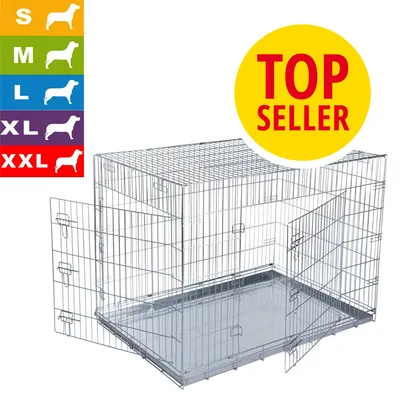 Gabbia da interno per cani Double Door - L 78 x P 55 x H 61 cm