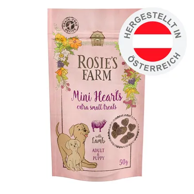 Rosie's Farm Mini Hearts extra small treats with Lamb, Adult & Puppy, 50g, getreidefreie Rezeptur, Hergestellt in Österreich