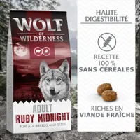 Wolf of Wilderness Ruby Midnight bœuf, lapin pour chien - 1 kg 