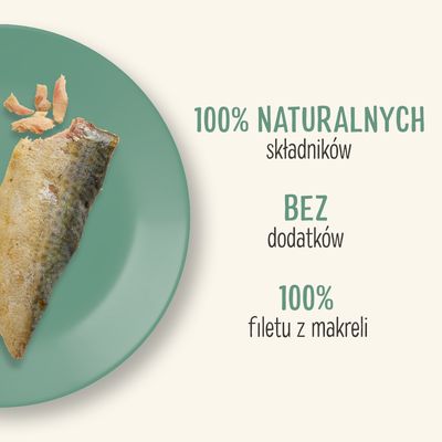 100% NATURALNYCH składników, BEZ dodatków, 100% filetu z makreli