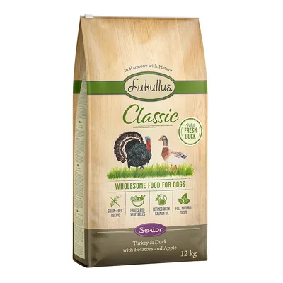 Lukullus Classic Senior dinde, canard (sans céréales) pour chien - 12 kg