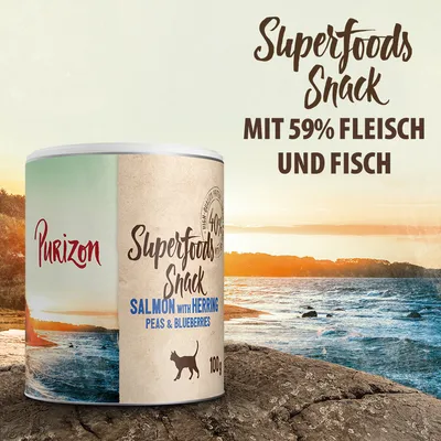 Purizon Superfood Snack 100 g - Lachs mit Hering, Erbsen & Heidelbeeren 100 g	