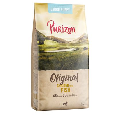 Purizon Large Puppy Original csirke hallal, 65% hús, 35% gyümölcs és zöldség, 0% gabona, 12 kg-os zsák