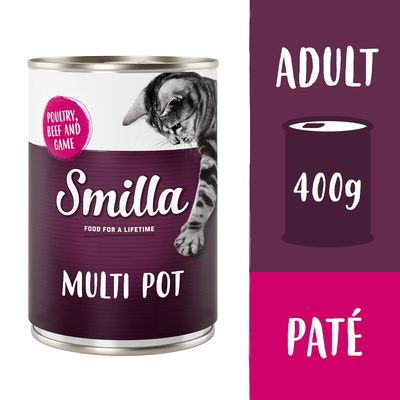 Smilla Multivleespotje 6 x 400 g Kattenvoer Gevogelte, Rund en Wild