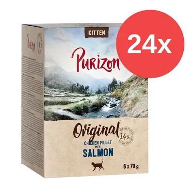 Purizon Kitten Original Chicken Fillet mit Lachs, 24x Packung à 6x70g, 14% hochwertiges Protein.
