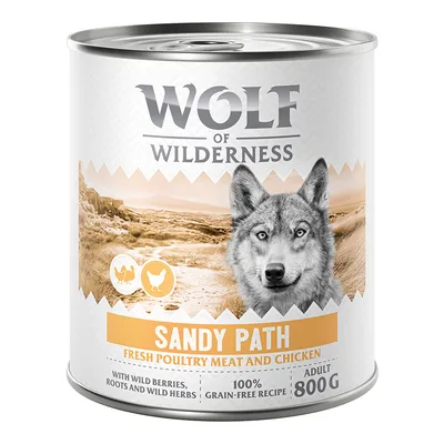 Wolf of Wilderness Sandy Path, čerstvé hydinové mäso a kuracie, s lesnými plodmi, koreňmi a bylinkami, 100% bezobilninová receptúra, Adult, 800g.