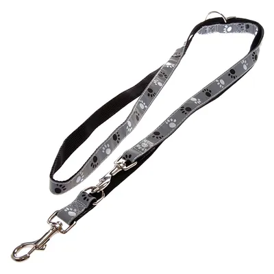 Lot Trixie : collier + laisse Silver Reflect, motif de pattes pour chien - collier taille S-M + laisse 200 cm / 20 mm