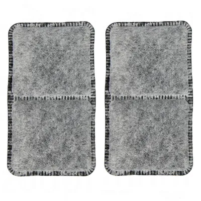 Zwei rechteckige Ersatzfilter aus grauem Filzmaterial, jeweils mit vier abgetrennten Abschnitten. Geeignet für Wasser- oder Luftreinigungssysteme.