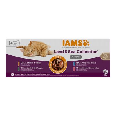 IAMS Advanced Nutrition Adult – Land & Sea Collection in Gravy (48 x 85g)
