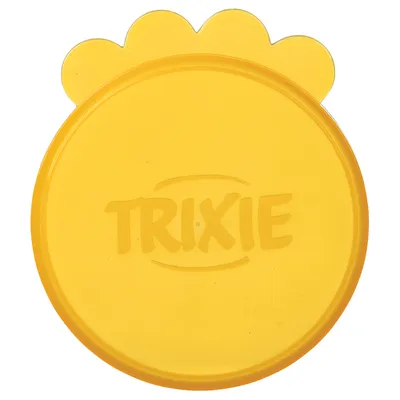 Gelber Deckel mit Trixie-Logo, geeignet zum Verschliessen von Dosen.