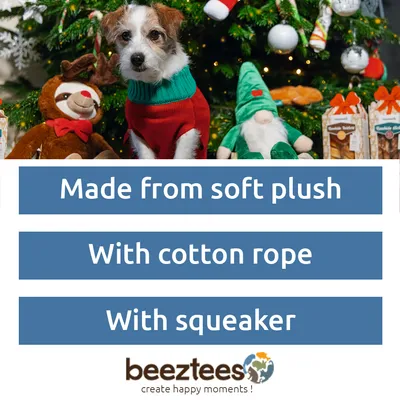 beeztees. Vyrobené z mäkkého plyšu, s bavlneným lanom a pískatkom.
