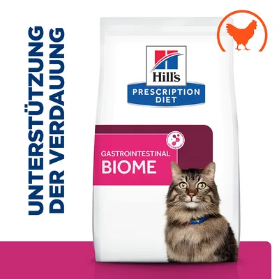 Hill's Prescription Diet Gastrointestinal Biome Katzenfutter mit Huhn. Unterstützung der Verdauung.