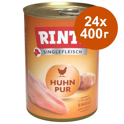 Rinti Singlefleisch Пиле Pur, 1 протеин, без зърнени храни, 24x400 г консерва Rinti Singlefleisch Пиле Pur, 1 протеин, без зърнени храни, 24x400 г консерва