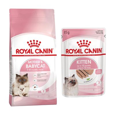 Mix-Probierpaket 400 g Royal Canin Kitten Trockenfutter + 12 x 85 g Pouch