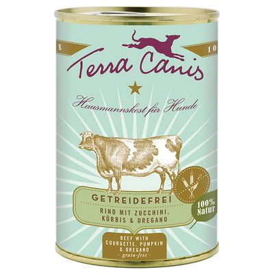 Terra Canis, GETREIDEFREI, Rind mit Zucchini, Kürbis & Oregano, 100% Natur. Opis po angielsku: Beef with courgette, pumpkin & oregano, grain-free.