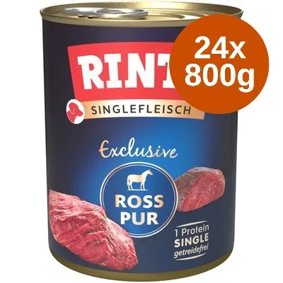 Rinti Singlefleisch Exclusive Ross Pur, 1 Protein Single, spannmålfri. Förpackning: 24 x 800 g. Rinti Singlefleisch Exclusive Ross Pur, 1 Protein Single, spannmålfri. Förpackning: 24 x 800 g.