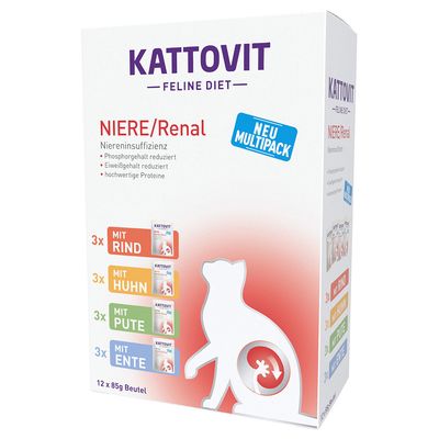 Kattovit Renal Porsjonsposer 6 x 85 g 12 x 85 g Blandet pakke 4 sorter