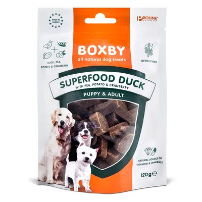 Friandises Boxby Superfood, Canard, petits pois et cranberries pour chien - 120 g