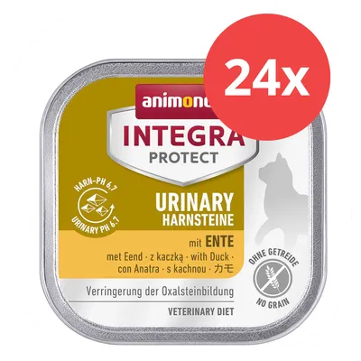 Animonda Integra Protect Urinary Harnsteine mit Ente, ohne Getreide. Verringerung der Oxalsteinbildung. Veterinär-Diät. Packung mit 24 Stück.