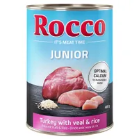 Rocco Junior gazdaságos csomag 24 x 400 g - Pulyka & borjúszív + kalcium